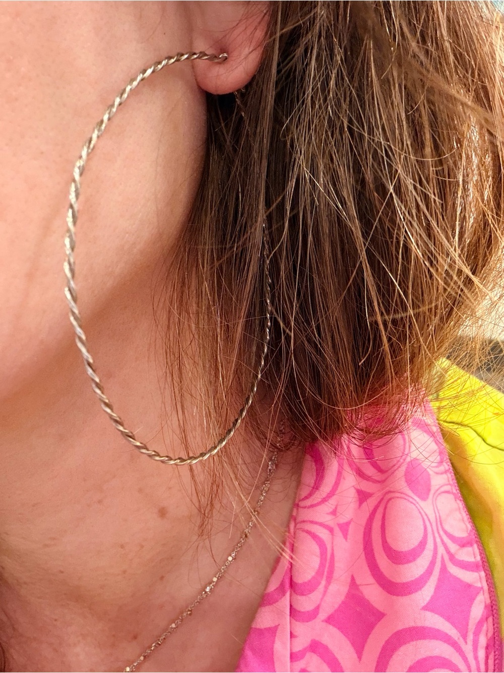 Sarah Briggs - Twisted Silver-Tone Large Hoop Earrings - Women Jewelry